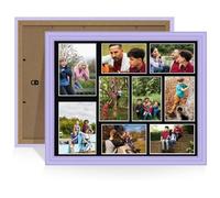 Procut Global 20X16 Purple Photo Frames For Multiple Pictures with Black Mount-Classic Collage Frame with 9 Apertures (2x) 7x5, (7x) 6x4-Engineered Wood with Shatterproof Perspex