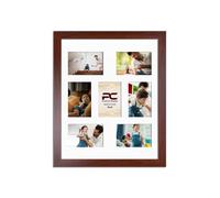Procut Global 20x16 Rose Wood Photo Frames for Multiple Pictures with White Mount To Fit (7x) 6x4" Multi Apertures - Wall Hanging Collage Frame Ideal for Friends & Family Memories