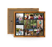 Procut Global 20X16 Rustic Oak Photo Frames For Multiple Pictures with Black Mount-Modern Collage Frame with 9 Apertures (2x) 7x5, (7x) 6x4-Engineered Wood with Shatterproof Perspex