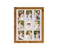 Procut Global 20x16 Rustic Oak Photo Frames for Multiple Pictures with White Mount To Fit (9x) 6x4" Multi Apertures - Wall Hanging Collage Frame Ideal for Friends & Family Memories