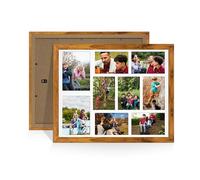 Procut Global 20X16 Rustic Oak Photo Frames For Multiple Pictures with White Mount-Wall Hanging Collage Frame with 9 Apertures (2x) 7x5, (7x) 6x4-Engineered Wood with Shatterproof Perspex