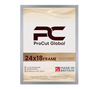 Procut Global 24X18 Silver Picture Frames - Modern Wooden Photo Frame with Shatterproof Perspex for Wall or Tabletop - Perfect for Posters, Certificates, Prints - Sizes & Colors Available