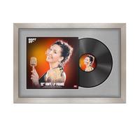 Procut Global 25x17" Aluminium Vinyl Record Frame for 12 Inch LP Cover & Disc - Display Modern Photo Frame with Overlapped Design-Engineered Wood, Shatterproof Perspex - Silver Mount