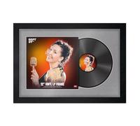 Procut Global 25x17" Black Vinyl Record Frame for 12 Inch LP Cover & Disc - Display Modern Photo Frame with Overlapped Design-Engineered Wood, Shatterproof Perspex - Mid Grey Mount
