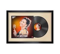 Procut Global 25x17" Black Vinyl Record Frame for 12 Inch LP Cover & Disc - Display Sleek Photo Frame with Overlapped Design - Engineered Wood, Shatterproof Perspex - Ivory Mount