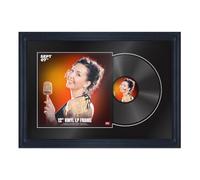 Procut Global 25x17" Black Vinyl Record Frame for 12 Inch LP Cover & Disc - Display Step Photo Frame with Overlapped Design - Engineered Wood, Shatterproof Perspex - Black Mount