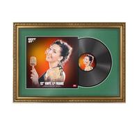 Procut Global 25X17" Gold Vinyl Record Frame for 12 Inch LP Cover & Disc - Ornate Display Photo Frame with Overlapped Design - Engineered Wood, Shatterproof Perspex - Emerald Mount