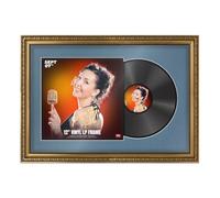 Procut Global 25X17" Gold Vinyl Record Frame for 12 Inch LP Cover & Disc - Ornate Display Photo Frame with Overlapped Design - Engineered Wood, Shatterproof Perspex - Pompadour Mount