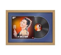 Procut Global 25x17" Light Oak Vinyl Record Frame for 12 Inch LP Cover & Disc - Display Photo Frame with Overlapped Design-Engineered Wood, Shatterproof Perspex - Music Lover Gift & Home Décor