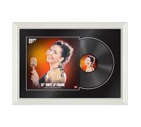 Procut Global 25x17" White Vinyl Record Frame for 12 Inch LP Cover & Disc - Display Swept Photo Frame with Overlapped Design - Engineered Wood, Shatterproof Perspex - Black Mount