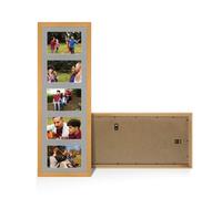 Procut Global 26X8 Country Pine Photo Frames For Multiple Pictures with Silver Mount-Classic Collage Frame with 5 Apertures (5x) 6X4-Engineered Wood with Shatterproof Perspex