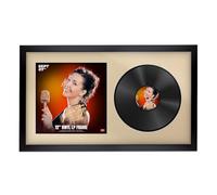 Procut Global 30x17" Black Vinyl Record Frame for 12 Inch LP Cover & Disc - Premium Display Sleek Photo Frame - Engineered Wood with Shatterproof Perspex - Music Lover Gift - Ivory Mount