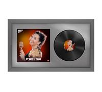 Procut Global 30x17" Dark Grey Vinyl Record Frame for 12 Inch LP Cover & Disc - Premium Display Modern Photo Frame - Engineered Wood with Shatterproof Perspex - Music Lover Gift - Silver Mount
