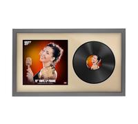 Procut Global 30x17" Dark Grey Vinyl Record Frame for 12 Inch LP Cover & Disc - Premium Display Sleek Photo Frame - Engineered Wood with Shatterproof Perspex - Music Lover Gift - Ivory Mount