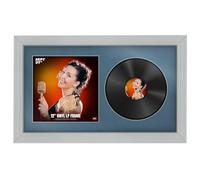 Procut Global 30x17" Light Grey Vinyl Record Frame for 12 Inch LP Cover & Disc - Premium Display Classic Photo Frame - Engineered Wood with Shatterproof Perspex - Music Lover Gift - Pompadour Mount