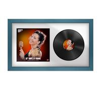 Procut Global 30x17" Navy Blue Vinyl Record Frame for 12 Inch LP Cover & Disc - Premium Display Modern Photo Frame - Engineered Wood with Shatterproof Perspex - Music Lover Gift - White Mount