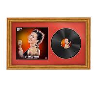 Procut Global 30x17" Oak Vinyl Record Frame for 12 Inch LP Cover & Disc - Premium Display Classic Photo Frame - Engineered Wood with Shatterproof Perspex - Music Lover Gift - Poppy Red Mount