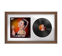 Procut Global 30x17" Walnut Vinyl Record Frame for 12 Inch LP Cover & Disc - Premium Display Modern Photo Frame - Engineered Wood with Shatterproof Perspex - Music Lover Gift - White Mount
