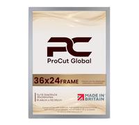 Procut Global 36X24 Silver Picture Frames - Modern Wooden Photo Frame with Shatterproof Perspex for Wall or Tabletop - Perfect for Posters, Certificates, Prints - Sizes & Colors Available