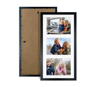 Procut Global 40X20CM Black Photo Frames For Multiple Pictures with White Mount-Sl ollage Frame with 3 Apertures (3x) 6X4-Engineered Wood with Shatterproof Perspex