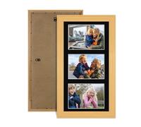 Procut Global 40X20CM Country Pine Photo Frames For Multiple Pictures with Black Mount-Classic Collage Frame with 3 Apertures (3x) 6X4-Engineered Wood with Shatterproof Perspex