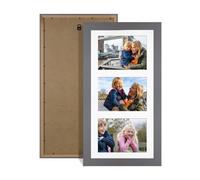 Procut Global 40X20CM Dark Grey Photo Frames For Multiple Pictures with White Mount-Modern Collage Frame with 3 Apertures (3x) 6X4-Engineered Wood with Shatterproof Perspex