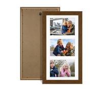 Procut Global 40X20CM Dark Oak Photo Frames For Multiple Pictures with White Mount-Modern Collage Frame with 3 Apertures (3x) 6X4-Engineered Wood with Shatterproof Perspex