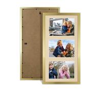 Procut Global 40X20CM Gold Photo Frames For Multiple Pictures with Ivory Mount-Sl ollage Frame with 3 Apertures (3x) 6X4-Engineered Wood with Shatterproof Perspex