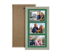 Procut Global 40X20CM Green Photo Frames For Multiple Pictures with Emerald Mount-Modern Collage Frame with 3 Apertures (3x) 6X4-Engineered Wood with Shatterproof Perspex