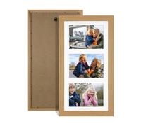 Procut Global 40X20CM Light Oak Photo Frames For Multiple Pictures with White Mount-Modern Collage Frame with 3 Apertures (3x) 6X4-Engineered Wood with Shatterproof Perspex