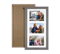 Procut Global 40X20CM Marble Grey Photo Frames For Multiple Pictures with White Mount-Modern Collage Frame with 3 Apertures (3x) 6X4-Engineered Wood with Shatterproof Perspex