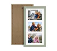 Procut Global 40x20cm Modern Green Photo Frame For Multiple Pictures | White Mount with 3 Apertures to Fit 6x4" Photos, Multi Aperture Collage Frame for Friends & Family Photos - Wall Hanging