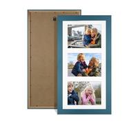Procut Global 40X20CM Navy Blue Photo Frames For Multiple Pictures with White Mount-Modern Collage Frame with 3 Apertures (3x) 6X4-Engineered Wood with Shatterproof Perspex