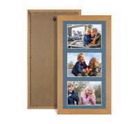 Procut Global 40X20CM Oak Photo Frames For Multiple Pictures with Pompadour Mount-Modern Collage Frame with 3 Apertures (3x) 6X4-Engineered Wood with Shatterproof Perspex