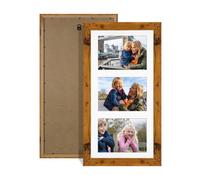 Procut Global 40X20CM Rustic Oak Photo Frames For Multiple Pictures with White Mount-Modern Collage Frame with 3 Apertures (3x) 6X4-Engineered Wood with Shatterproof Perspex
