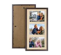 Procut Global 40X20CM Walnut Photo Frames For Multiple Pictures with Ivory Mount-Sl ollage Frame with 3 Apertures (3x) 6X4-Engineered Wood with Shatterproof Perspex