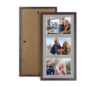 Procut Global 40X20CM Walnut Photo Frames For Multiple Pictures with Silver Mount-Sl ollage Frame with 3 Apertures (3x) 6X4-Engineered Wood with Shatterproof Perspex