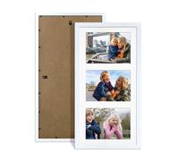 Procut Global 40X20CM White Photo Frames For Multiple Pictures with White Mount-Sl ollage Frame with 3 Apertures (3x) 6X4-Engineered Wood with Shatterproof Perspex