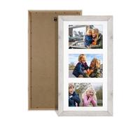 Procut Global 40X20CM White Rustic Photo Frames For Multiple Pictures with White Mount-Modern Collage Frame with 3 Apertures (3x) 6X4-Engineered Wood with Shatterproof Perspex