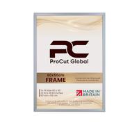 Procut Global 60x50CM Silver Picture Frames - Classic Wooden Photo Frame with Shatterproof Perspex for Wall or Tabletop - Perfect for Posters, Certificates & Prints - Sizes & Colors Available
