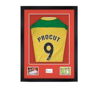 Procut Global 77.5x58.5CM Football Shirt Display Frame -3D Deep Box with Poppy Red Mount -49x42.5CM Shirt Window plus Two 5x.3.5" Photos & 7.5x4.5CM Name Plate -DIY Kit For Sport Jerseys -Matte Black