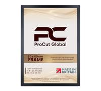 Procut Global 80X60CM Matt Black Picture Frames - Modern Wooden Photo Frame with Shatterproof Perspex for Wall or Tabletop - Perfect for Posters, Certificates, Prints - Sizes & Colors Available