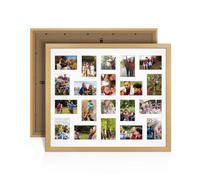 Procut Global 80X70CM Country Pine Photo Frames For Multiple Pictures with White Mount-Classic Collage Frame with 20 Apertures (18x) 6x4, (2x) 4x4-Engineered Wood with Shatterproof Perspex
