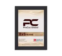 Procut Global 8X6 Matt Black Picture Frames - Modern Wooden Photo Frame with Shatterproof Perspex for Wall or Tabletop - Perfect for Posters, Certificates, Prints - Sizes & Colors Available