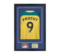 Procut Global 90x60CM Football Shirt Frame Display | 3D Deep Box with Blue Mount - 58x40CM Shirt Window & Two 5x3.5" Photo Apertures | DIY Kit for Rugby, Cricket & Sport Jerseys | Matte Black