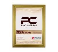Procut Global 9x7 Gold Picture Frames - Classic Wooden Photo Frame with Shatterproof Perspex for Wall or Tabletop - Perfect for Posters, Certificates & Prints - Sizes & Colors Available