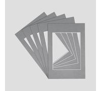 Procut Global A3 Mid Grey Picture Mounts to Fit A4 Aperture - Precision Cut Cardboard Photo Mount - Ideal for Frames, Prints, Artwork & Certificates - Sizes & Colours Available - 5 Pack