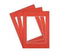 Procut Global A3 Poppy Red Picture Mounts to Fit A4 Aperture - Precision Cut Cardboard Photo Mount - Ideal for Frames, Prints, Artwork & Certificates - Sizes & Colours Available - 3 Pack