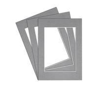 Procut Global A4 Mid Grey Picture Mounts to Fit A5 Aperture - Precision Cut Cardboard Photo Mount - Ideal for Frames, Prints, Artwork & Certificates - Sizes & Colours Available - 3 Pack
