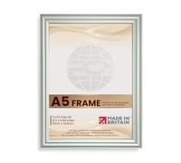Procut Global A5 Silver Picture Frames - Classic Wooden Photo Frame with Shatterproof Perspex for Wall or Tabletop - Ideal for Posters, Certificates & Prints - Sizes A2 to A5 & Colors Available